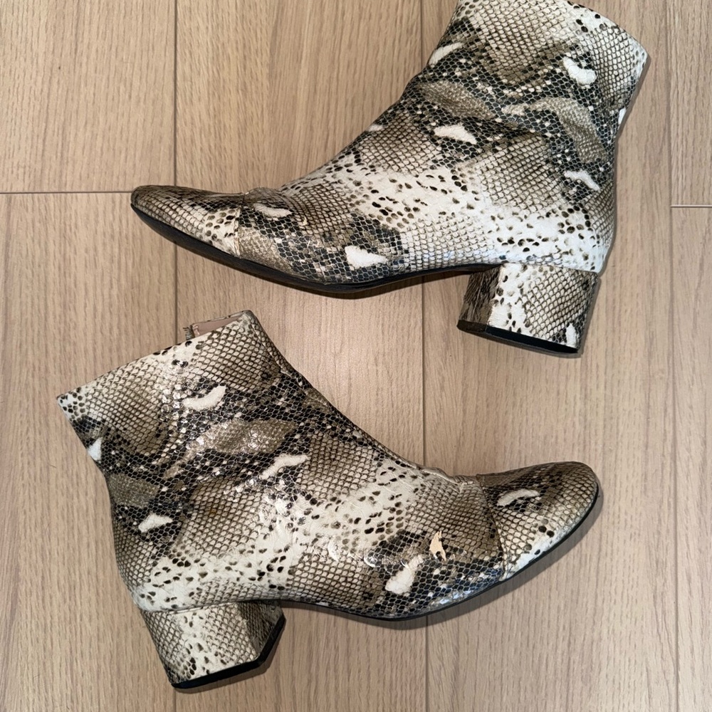 Snakeskin Patterned Ankle Boots